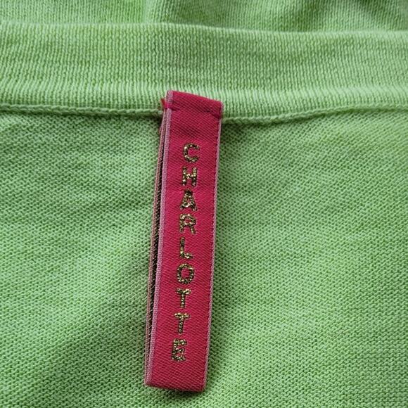 Charlotte Tarontola Lime Green Striped Jeweled Sweater Sz XS Preppy Fairy Twee - Picture 6 of 7